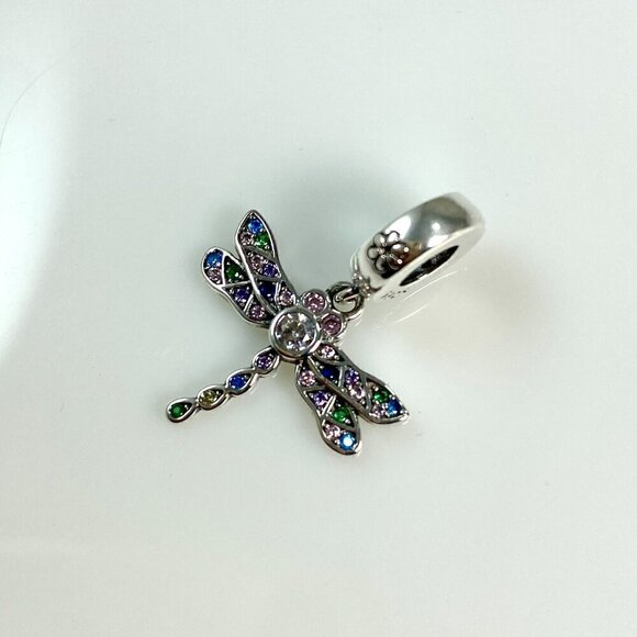 Sterling Silver Dragonfly Dangle Charm - Picture 2 of 11